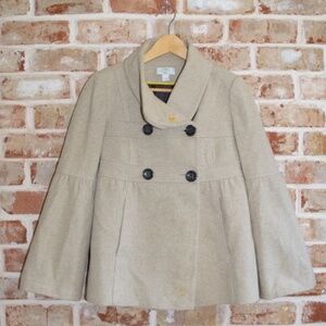 LOFT women's tan wool peacoat with buttons, size 4 petite